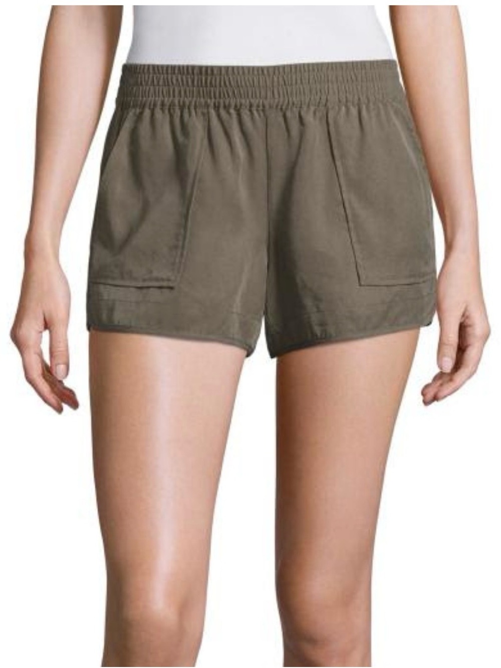 Joie Olive Green Elastic-Waist Utility Shorts